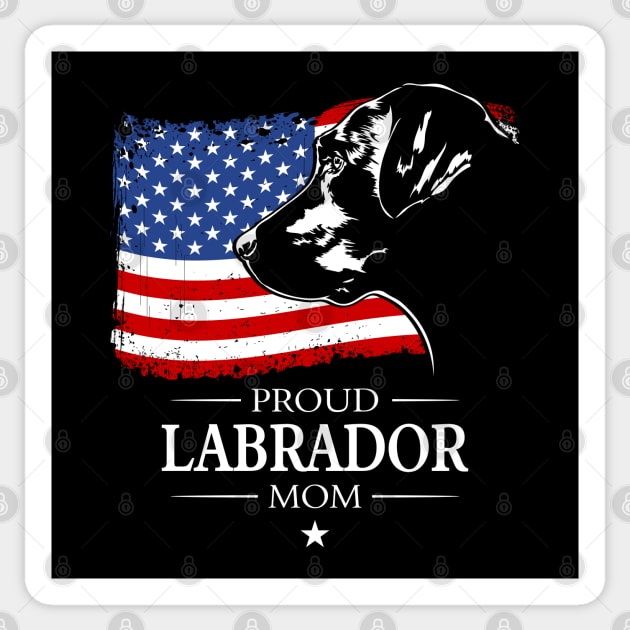 Proud patriotic Labrador Mom American Flag dog Sticker by wilsigns